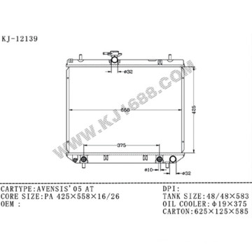 Promotional Aluminum Auto Radiator for Toyota Avensis′05 Azt250 at